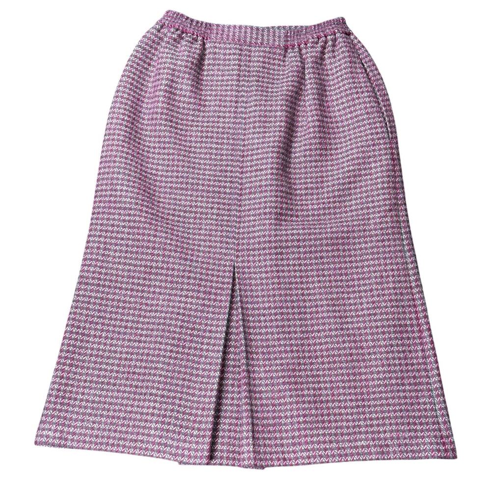Christian Dior Vintage 1990s Tweed Skirt Burgundy Gray Size M - Picture 5 of 8